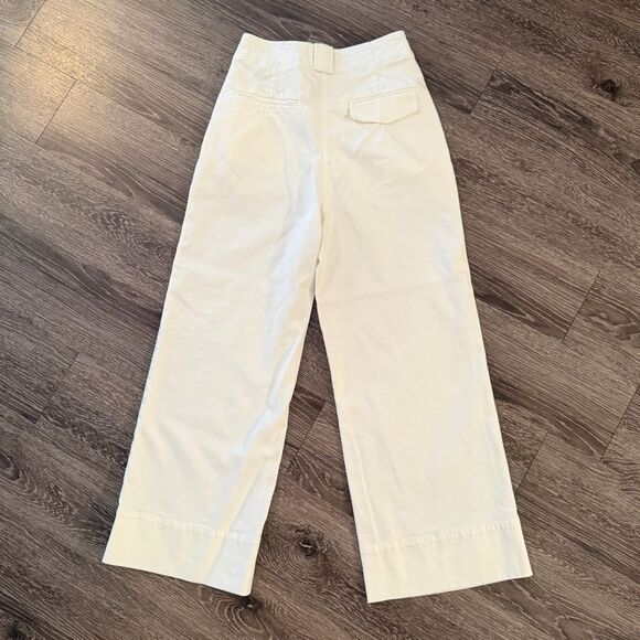 Banana Republic Ivory Cotton Blend Wide Leg Pants Long Inseam - Picture 8 of 8